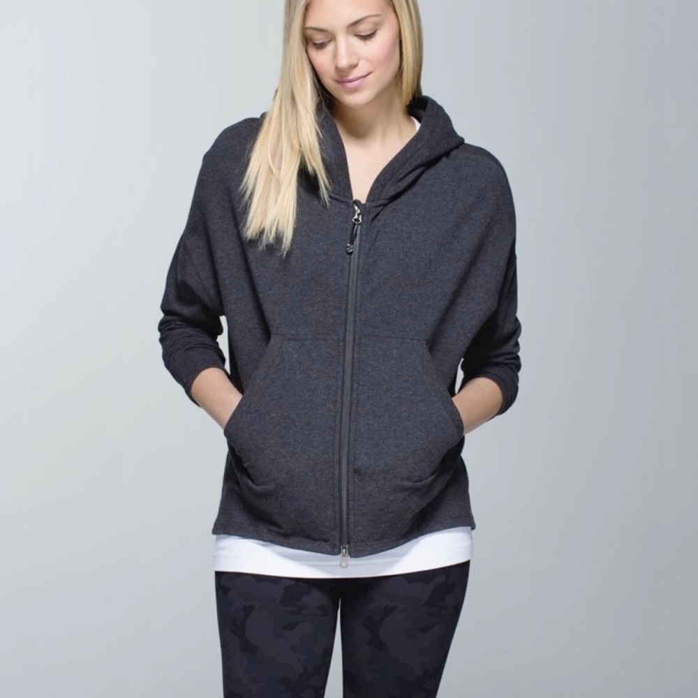 Lululemon cinch back gray zip up hoodie sweatshirt